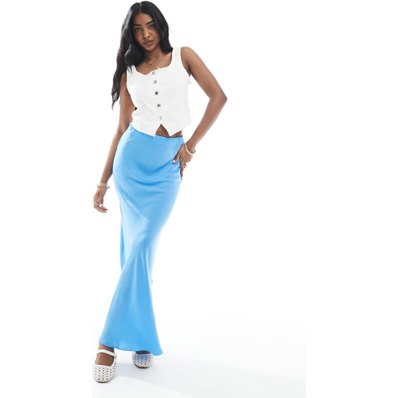 Vero Moda buttondown denim corset top in white