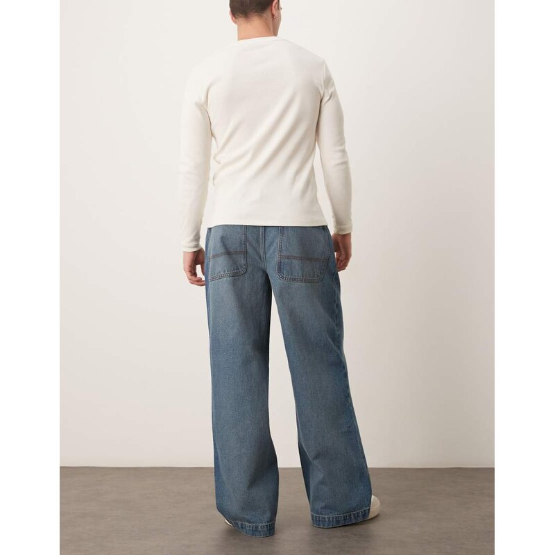 ASOS DESIGN loose jeans in mid wash blue