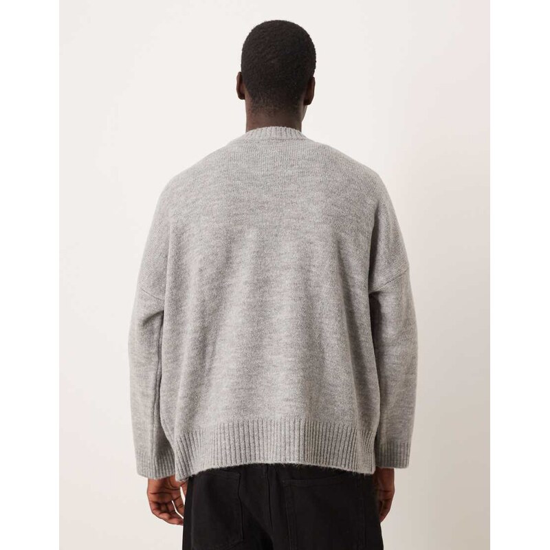 ASOS DESIGN super oversized boxy fit knitted crew neck jumper in grey marl