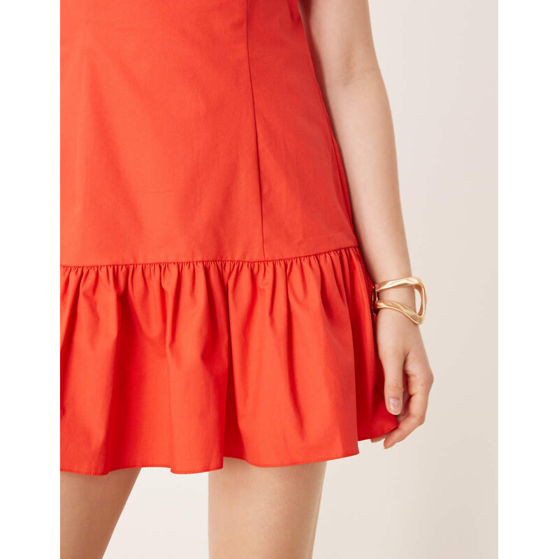 ASOS DESIGN dropped waist shift mini dress in tomato red