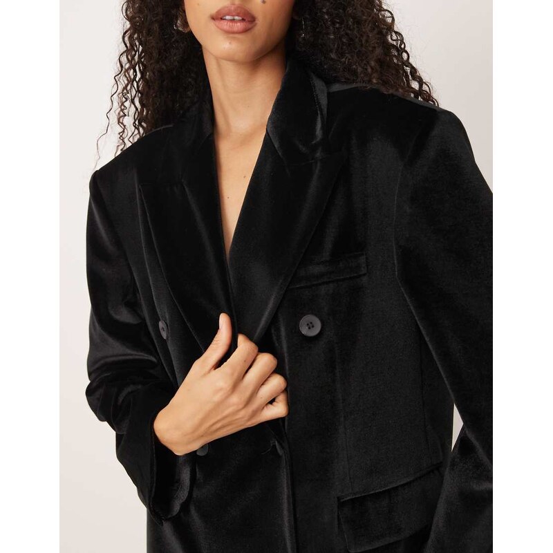 ASOS DESIGN oversized blazer in black velvet