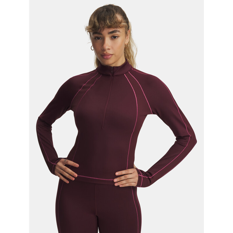 Dámské tričko Under Armour UA ColdGear Textured 1/2 Zip-RED -