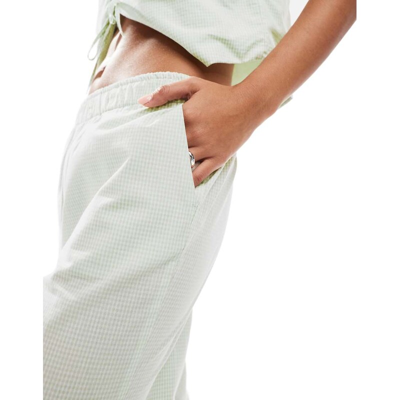 ONLY wide leg boxer detail trousers co-ord in green gingham