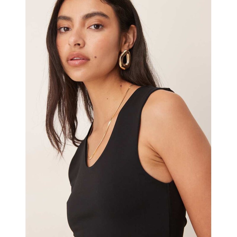 ASOS DESIGN double layer scoop neck vest in black