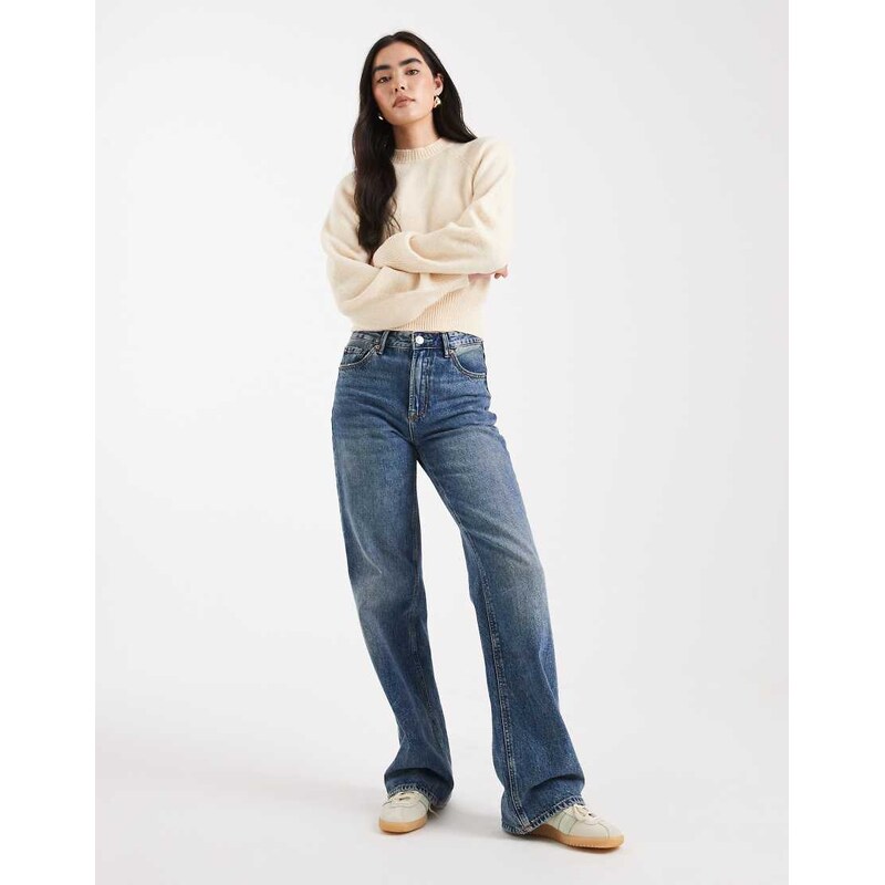 ASOS DESIGN crew neck jumper with raglan detail in buttermilk-Yellow