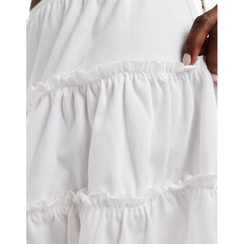 ASOS DESIGN tiered mini flippy skirt in white