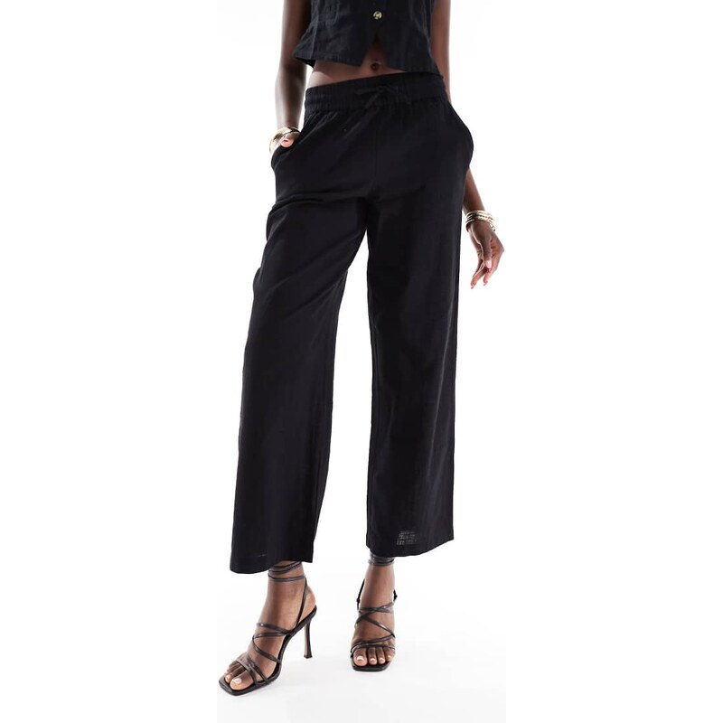Vero Moda tailored drawstring waist wide leg trouser co-ord in black