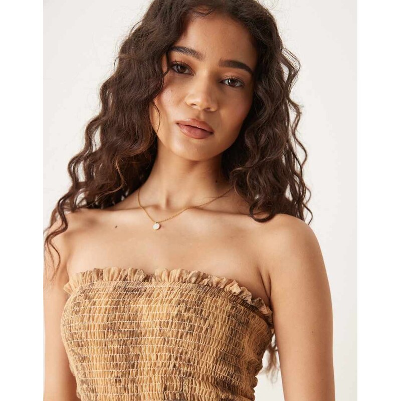 ASOS DESIGN shirred chiffon drop waist maxi dress in snake print-Multi