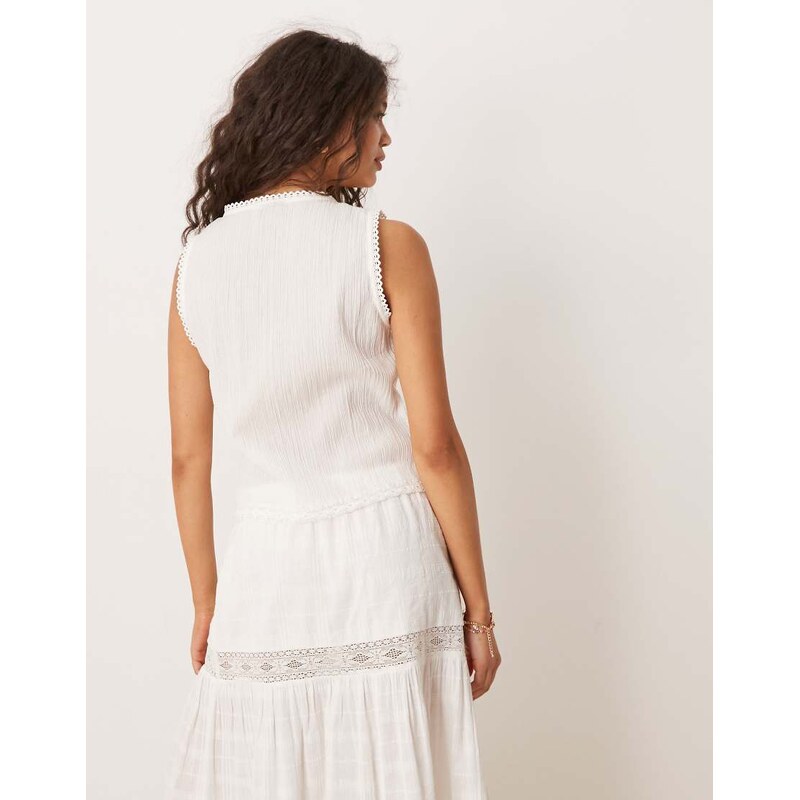 ASOS DESIGN lace trim waistcoat in white