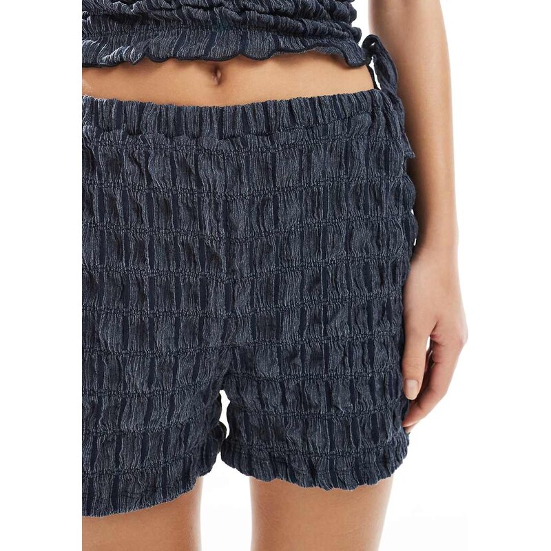 ASOS DESIGN acid wash texture short in blue-Navy