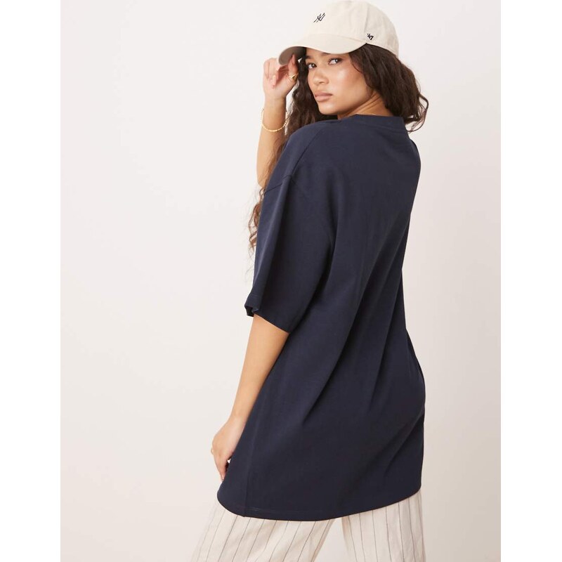 ASOS DESIGN longline heavyweight oversized t-shirt in navy