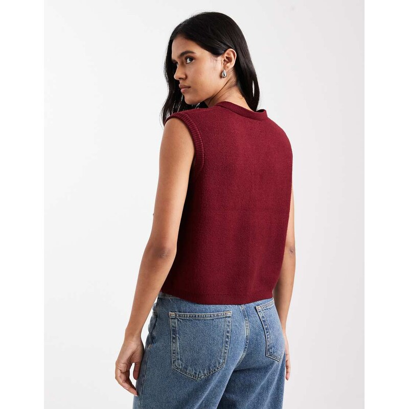ASOS DESIGN boxy structured waistcoat in plum-Purple