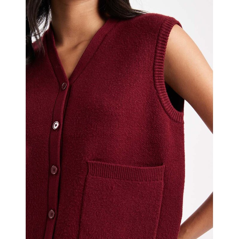 ASOS DESIGN boxy structured waistcoat in plum-Purple