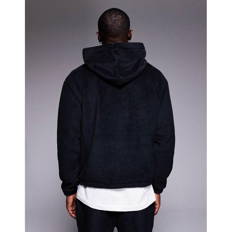 ASOS DESIGN co-ord relaxed fleece hoodi in black
