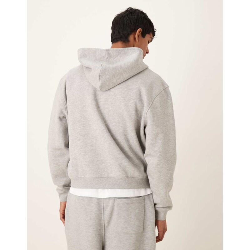 ASOS DESIGN essentials boxy relaxed zip through hoodie in grey marl