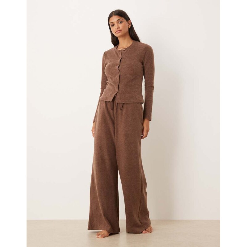 ASOS DESIGN mix & match fleece lightweight fleece cardigan in chocolate brown
