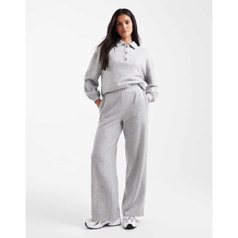 Miss Selfridge brushed jersey wide leg trouser co-ord in light