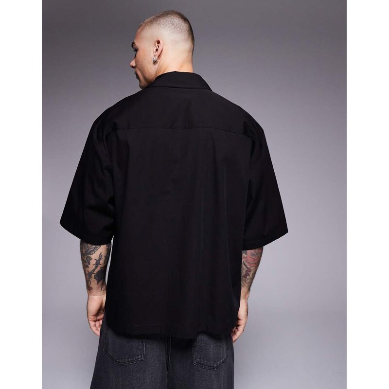 ASOS DESIGN boxy oversized shirt in black
