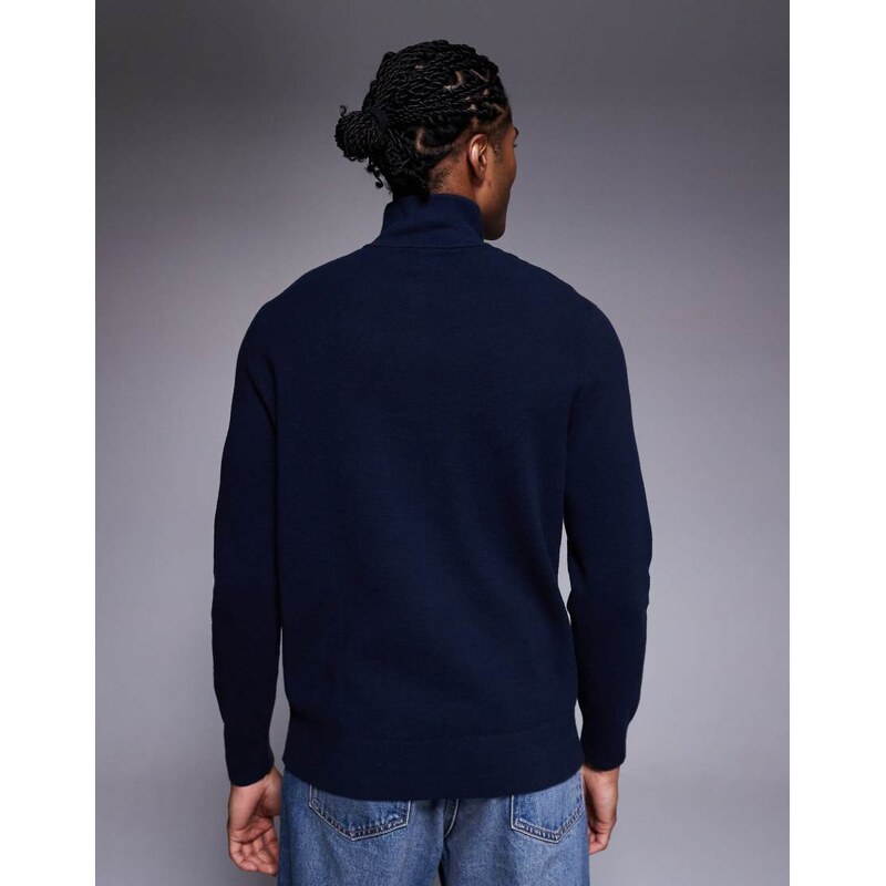 ASOS DESIGN relaxed knitted half zip jumper in navy