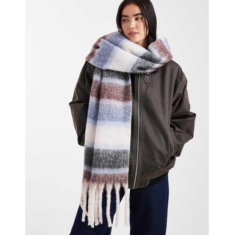 New Look chunky stripe scarf in blue 109653149