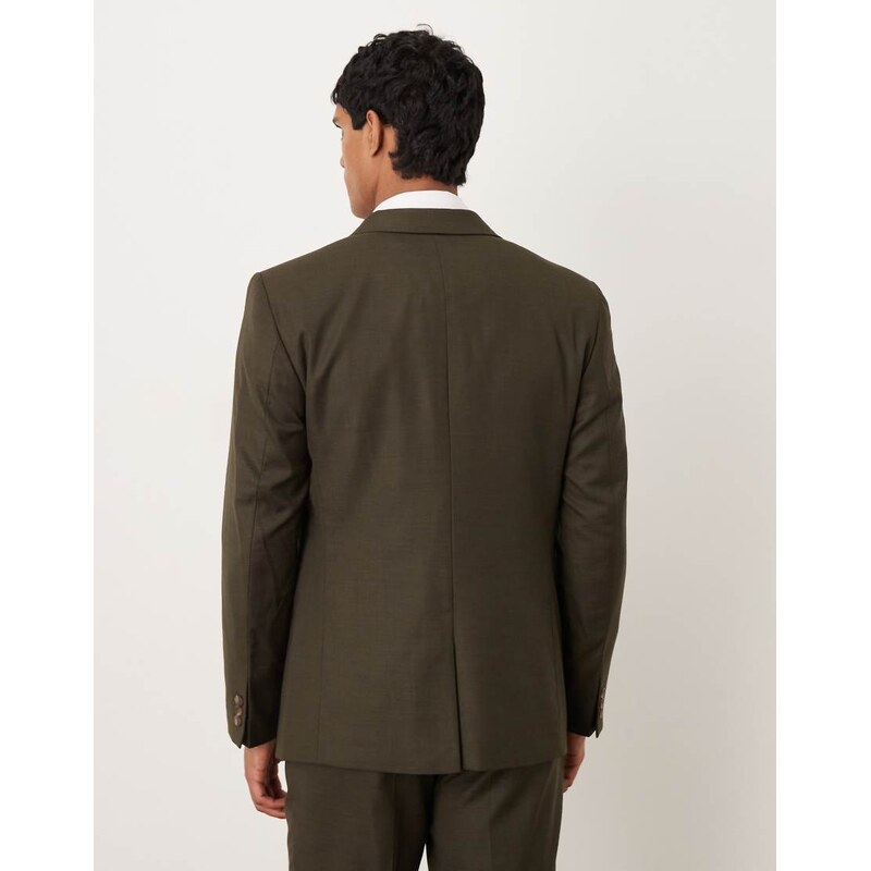 ASOS DESIGN slim suit jacket in olive green marl texture