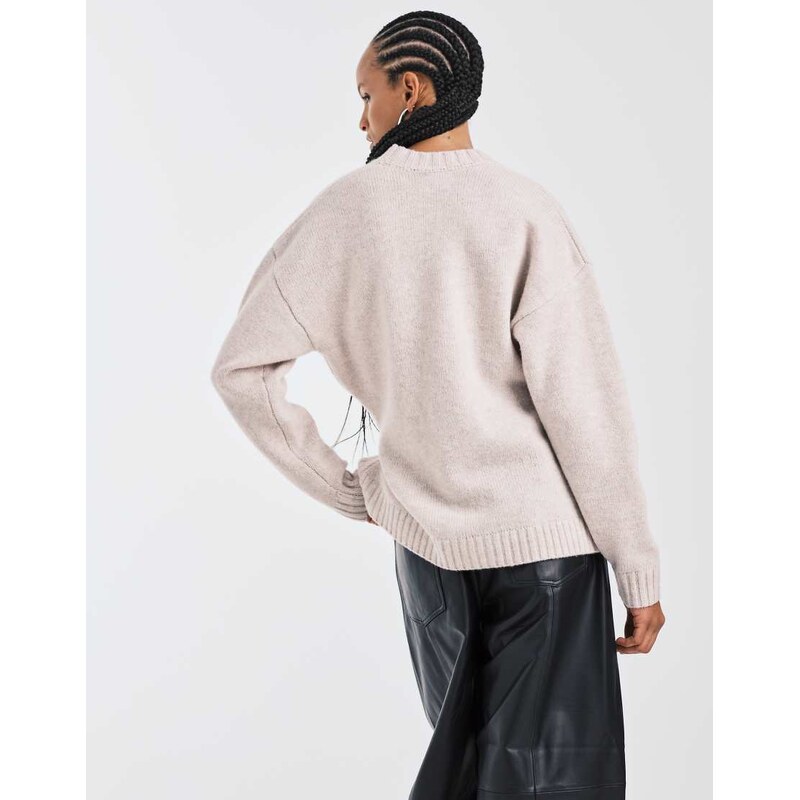 ASOS DESIGN longline waisted cardigan in premium lambswool in white - WHITE