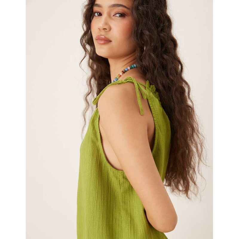 ASOS DESIGN one shoulder top co-ord in lime-Green