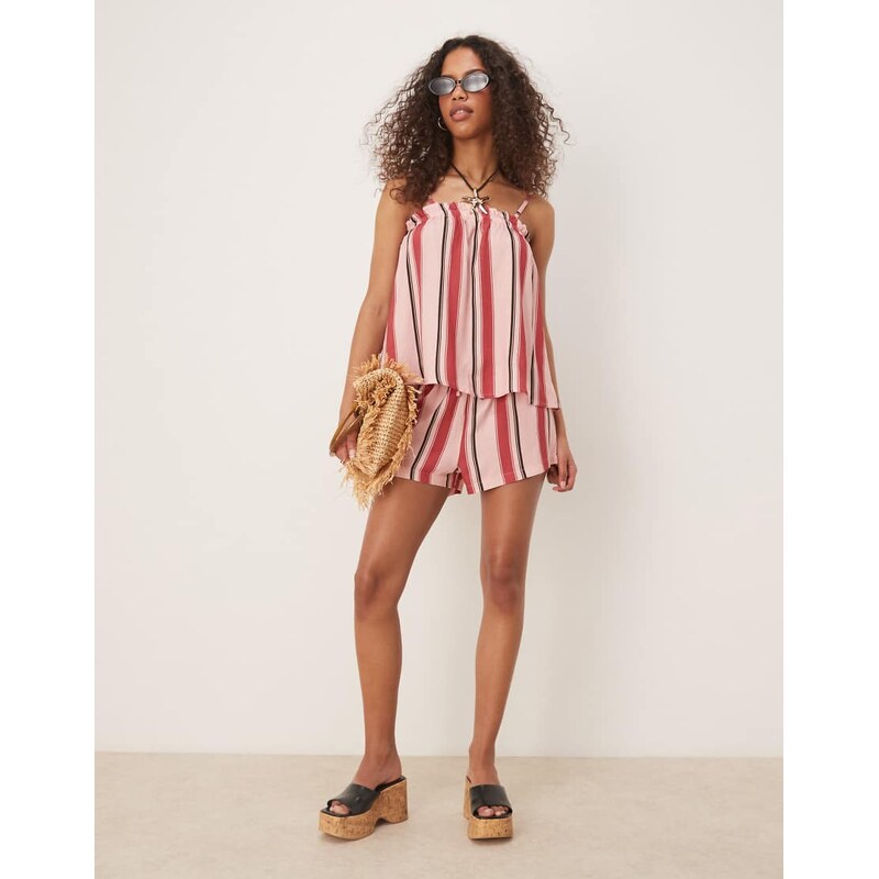 ASOS DESIGN trapeze cami top in pink stripe-Multi