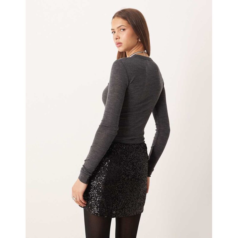 ASOS DESIGN allover sequin mini skirt in black