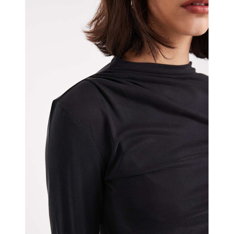 ONLY ruched top in charcoal grey