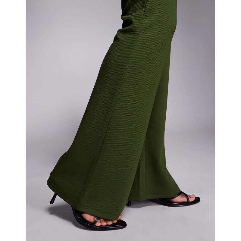 ASOS DESIGN jersey twill slim flare trouser in green