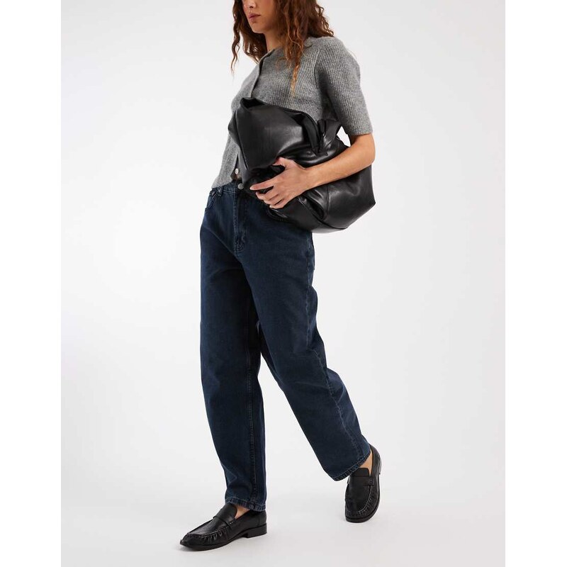 ASOS DESIGN slim barrel jeans in blue black-Navy