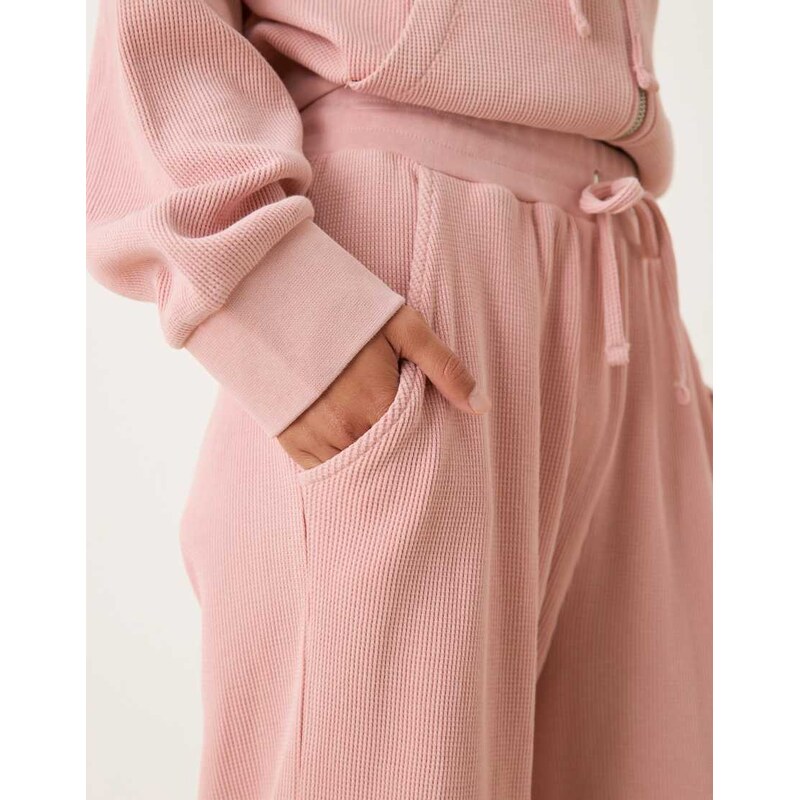 ASOS DESIGN waffle paperbag waist jogger in pink