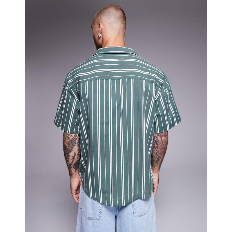ASOS DESIGN oversized stripe shirt in green