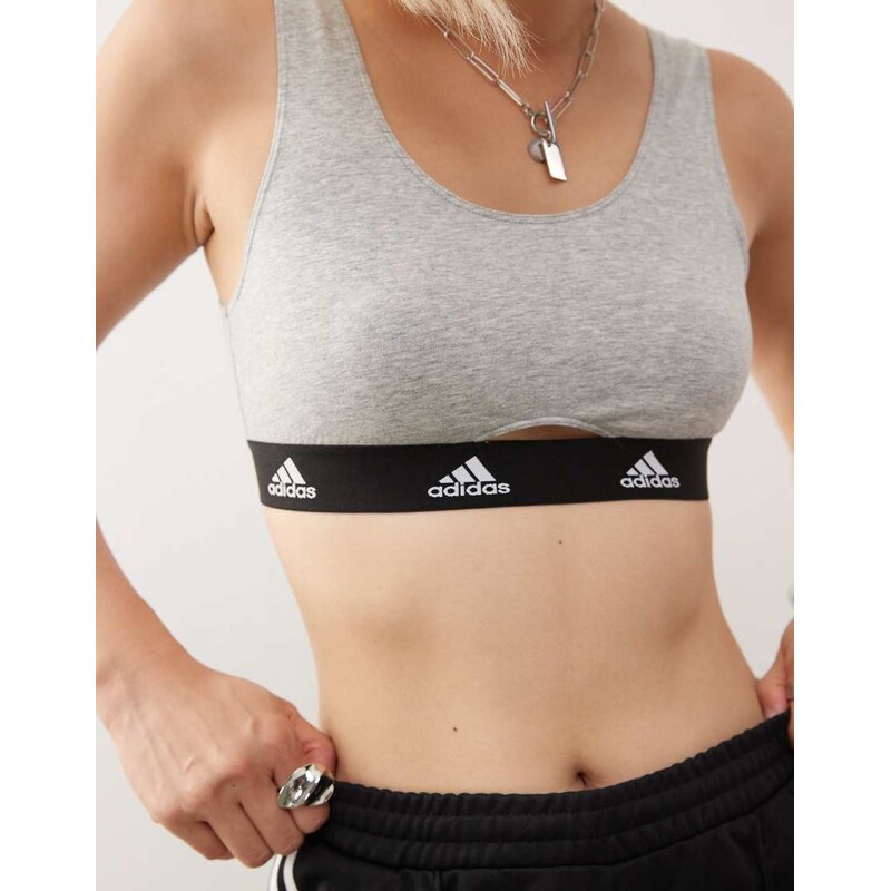 Adidas active comfort cotton cropped top in light grey