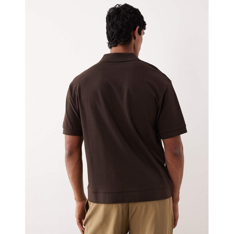 ASOS DESIGN heavyweight relaxed boxy polo in brown