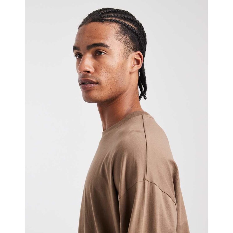 ASOS DESIGN Essentials oversized long sleeve t-shirt in brown