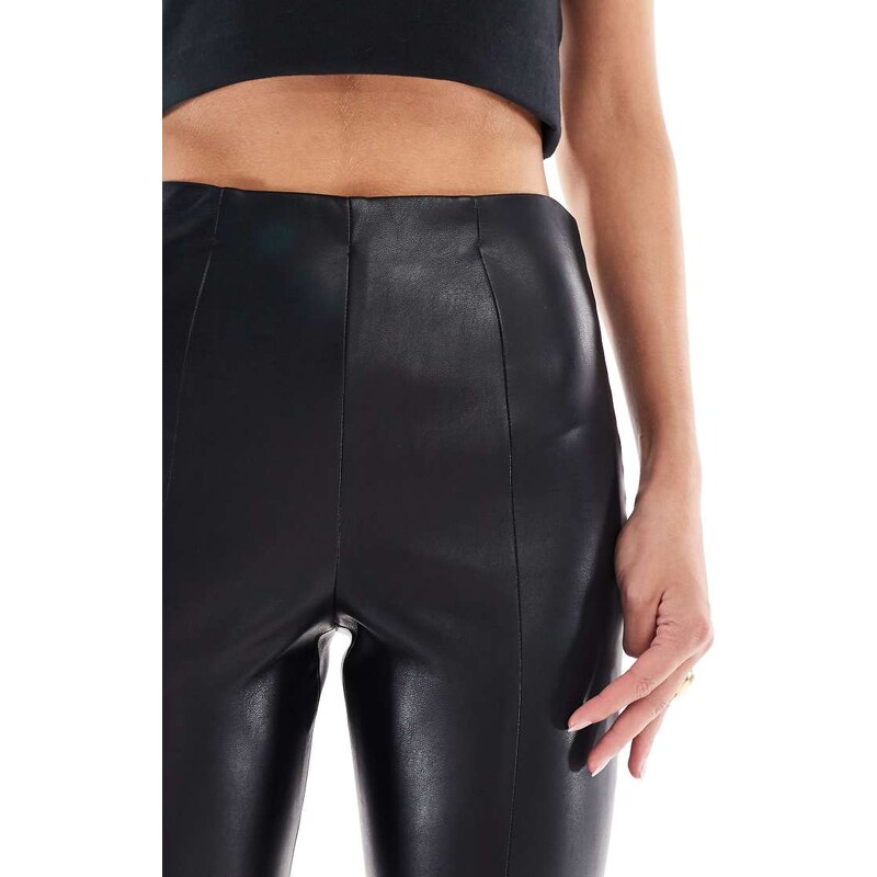 ASOS DESIGN Tall skinny trousers in faux leather in black-Grey