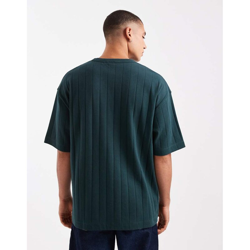 ASOS DESIGN oversized t-shirt in khaki textured rib-Green