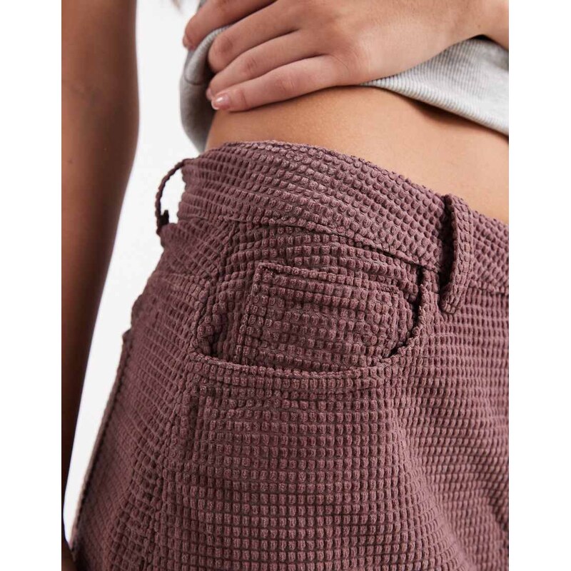 ASOS DESIGN mini skirt in bubble cord in mauve-Purple