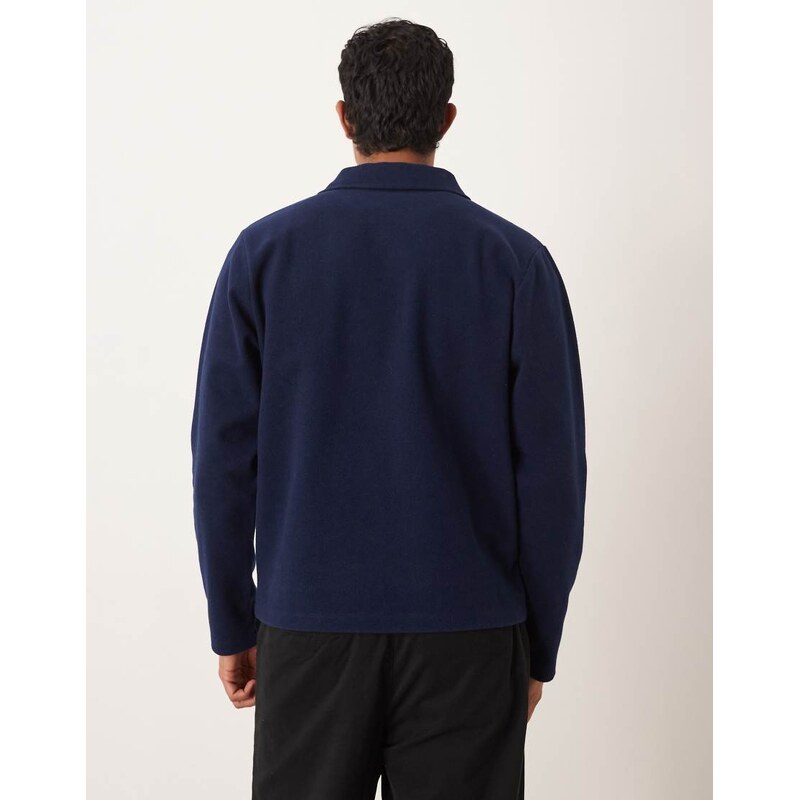 ASOS DESIGN relaxed fixed hem sweatshirt with wool look in navy
