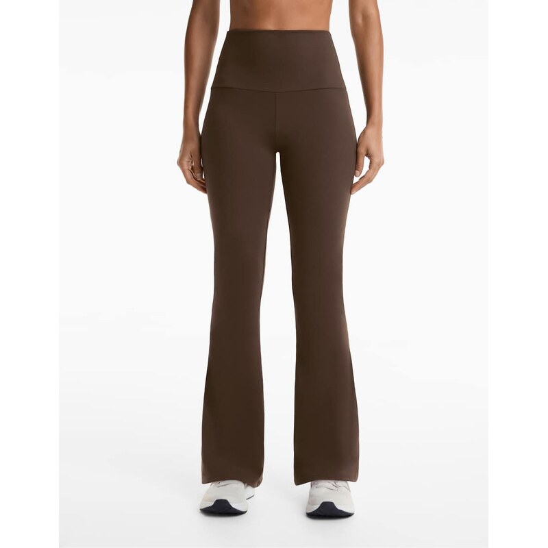 OYSHO High-rise comfortlux flare trousers in dark brown 107535406