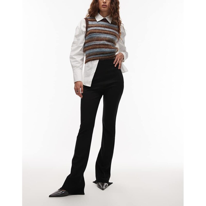 ASOS DESIGN tailored skinny ponte trousers with split in black