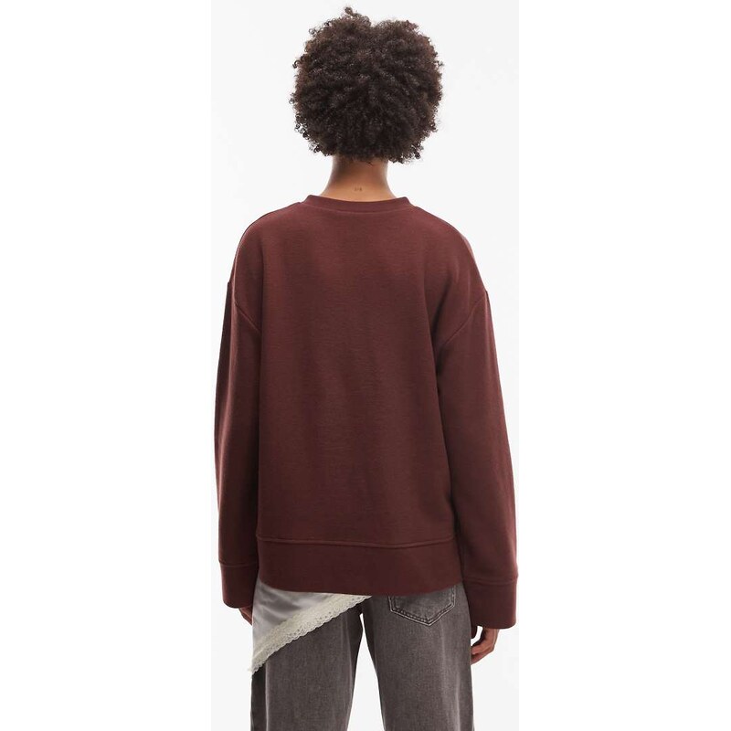 ASOS DESIGN Supersoft oversized henley half button sweat in choc - BROWN