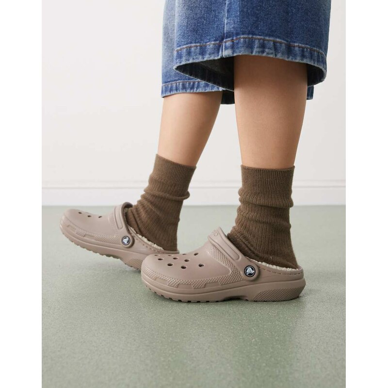 Crocs classic lined clog in bone-Neutral