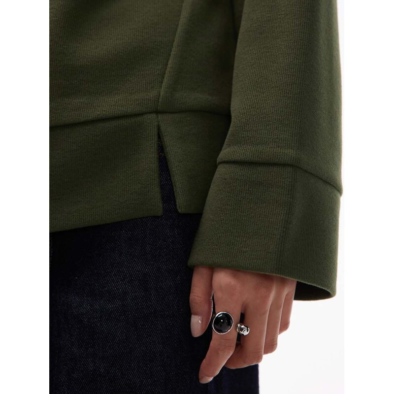 ASOS DESIGN Supersoft split hem sweatshirt in green - KHAKI