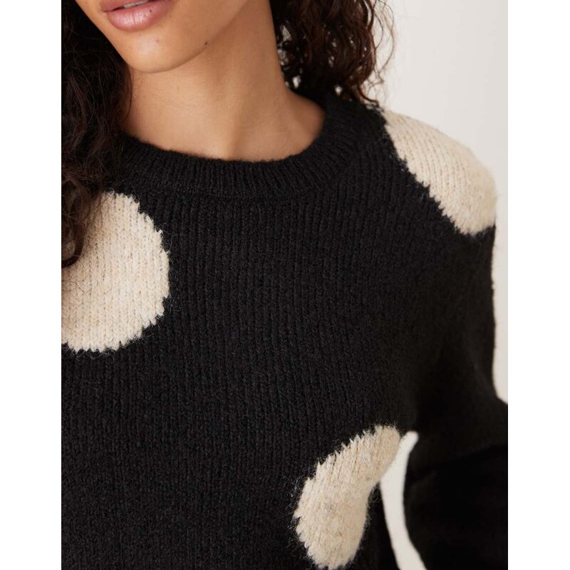 ASOS DESIGN knitted oversized jumper with wool in polka dot-Multi