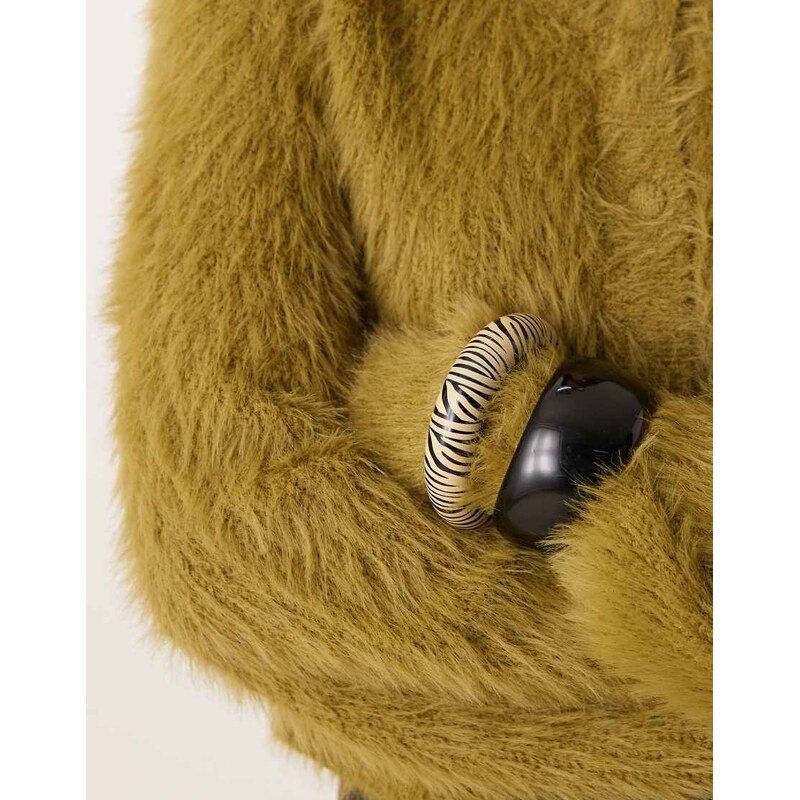 Vila super soft fluffy knit cardigan in green