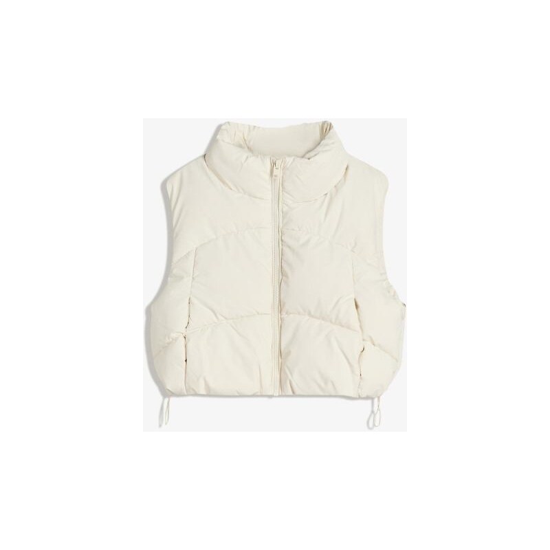 Bershka Cropped puffer gilet in white