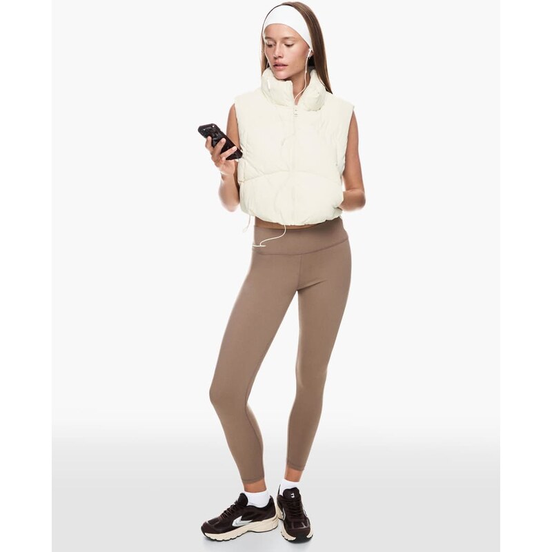 Bershka Cropped puffer gilet in white